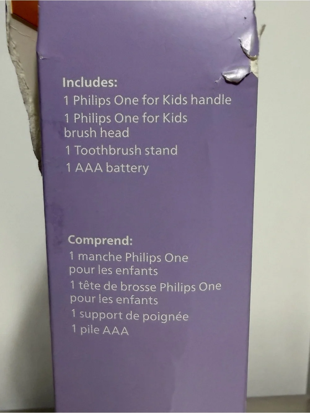 Philips One by Sonicare for Kids Battery Toothbrush for Ages 3+ ~ Purple ~ NIB